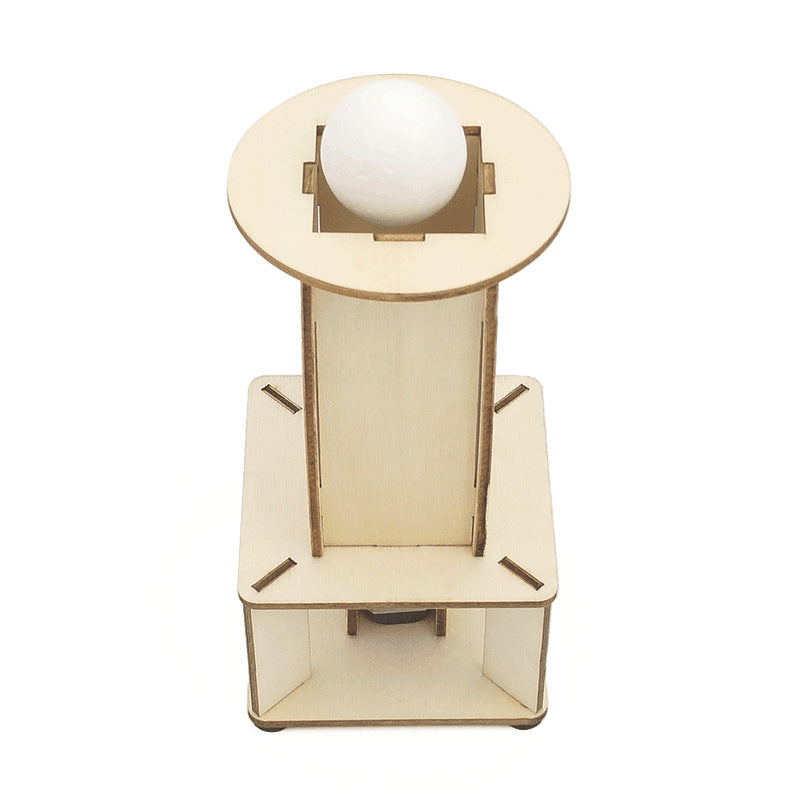Kit de montaje de elevador de bola flotante eléctrico DIY para niños, juguete educativo STEM de madera que demuestra principios de aerodinámica y levitación por aire.
