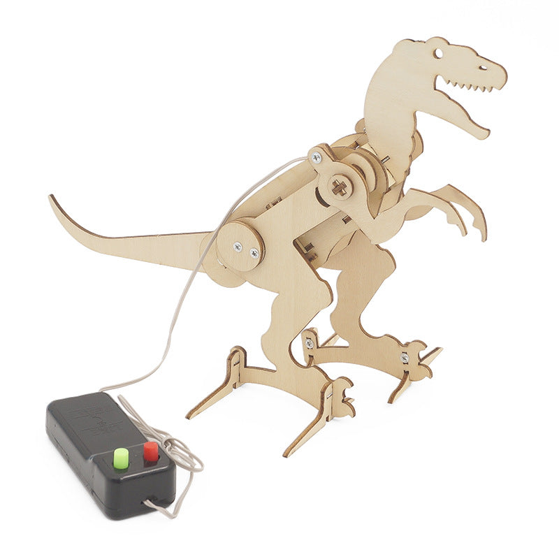 Kit de montaje de robot Tiranosaurio Rex DIY, juguete educativo STEM de madera que camina y simula movimientos de dinosaurio