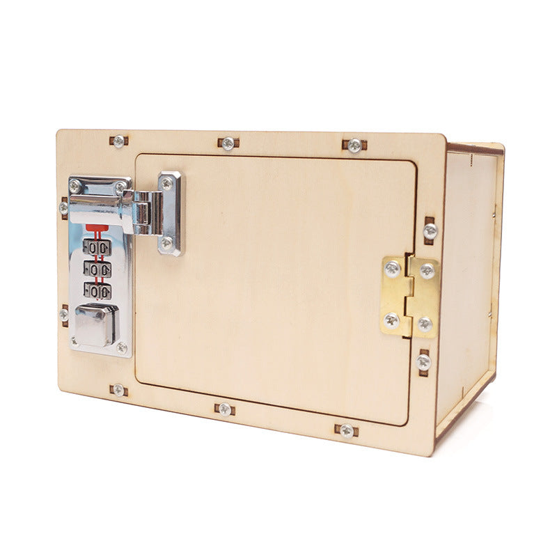 Kit de montaje de caja de seguridad DIY para niños, juguete educativo STEM de madera con cerradura funcional.