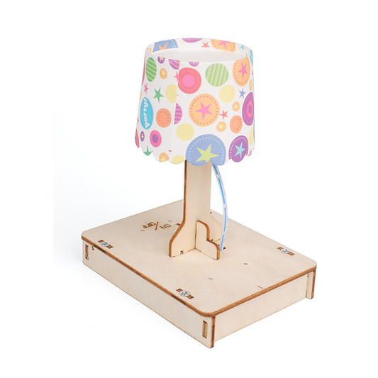 Kit de montaje de lámpara de escritorio con interruptor táctil DIY para niños, juguete educativo STEM de madera que se enciende al tocar y enseña principios de electrónica.