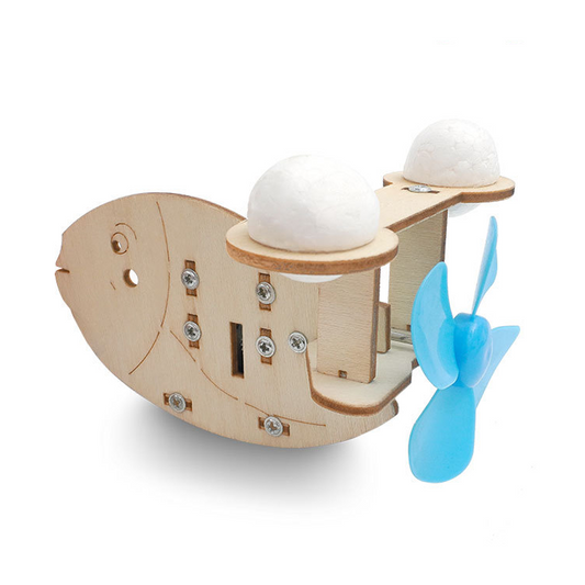 Kit de montaje de pez biónico DIY para niños, juguete educativo STEM de madera que simula el nado de un pez y enseña robótica.