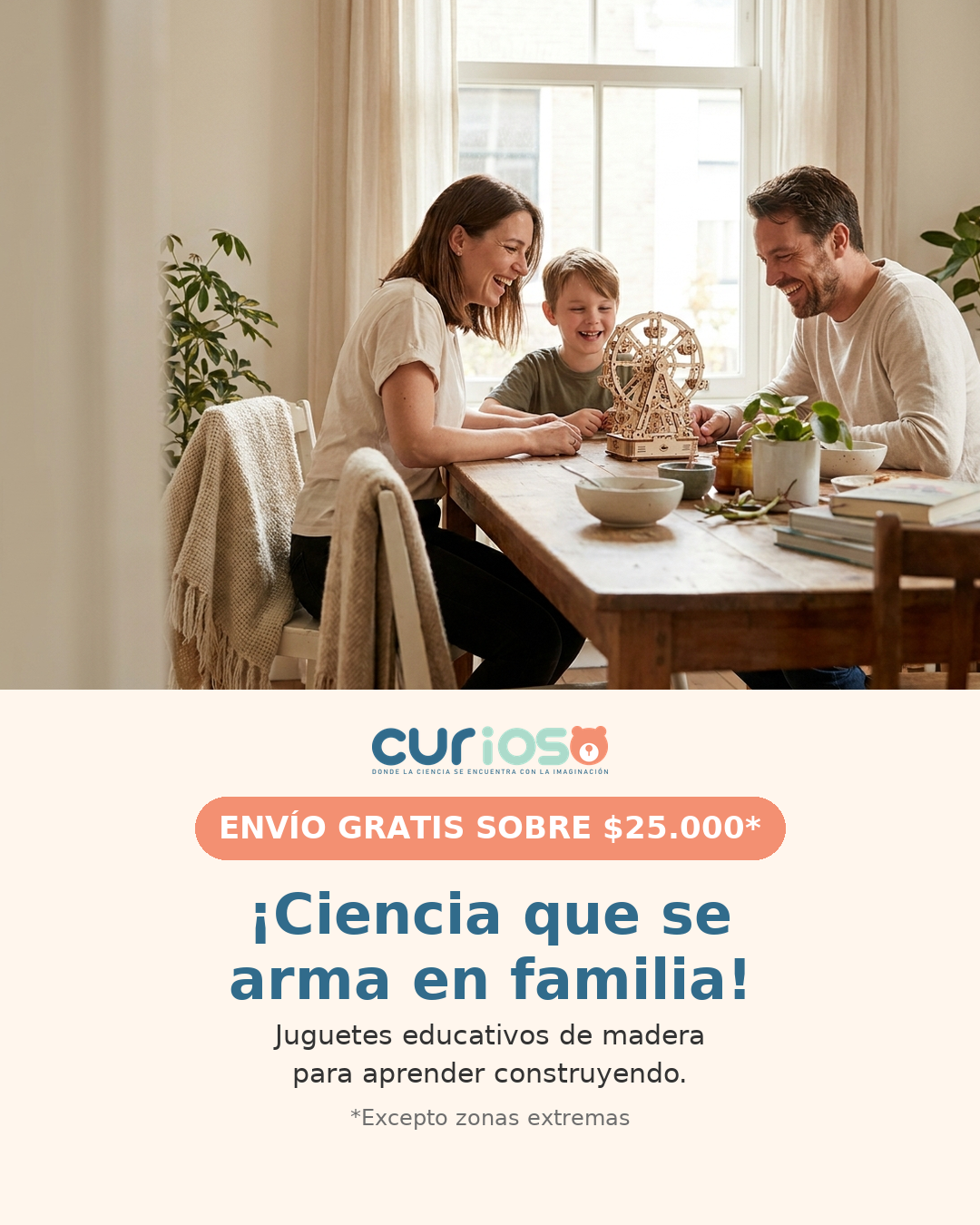 Envío gratis sobre $25.000 en kits STEM de madera Curioso