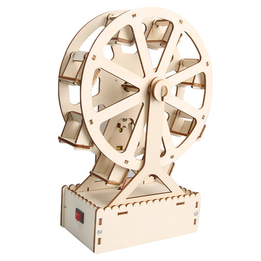 Kit de montaje de noria DIY para niños, juguete educativo STEM de madera que simula una noria de parque de atracciones, proyecto de ingeniería mecánica.