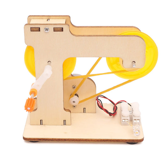 Kit de montaje de generador de mano con transmisión por correa DIY, juguete educativo STEM de madera que genera electricidad, proyecto de física para niños.