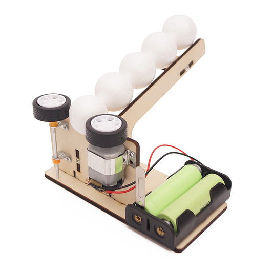 Kit de montaje de lanzador de bolas DIY para niños, juguete educativo STEM de madera que simula una máquina de lanzamiento y enseña principios de física.