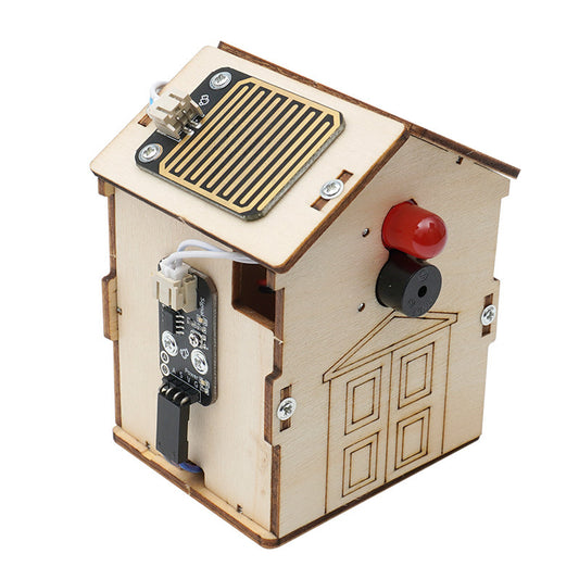 Kit de montaje de sensor de lluvia DIY para niños, juguete educativo STEM de madera que detecta la lluvia y enseña principios de electrónica y meteorología.