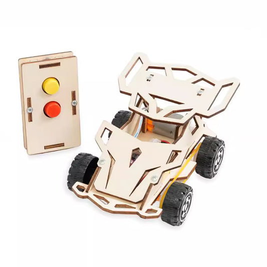 Kit de montaje de ruedas y ejes DIY para niños, juguete educativo STEM de madera que demuestra principios de máquinas simples y movimiento.