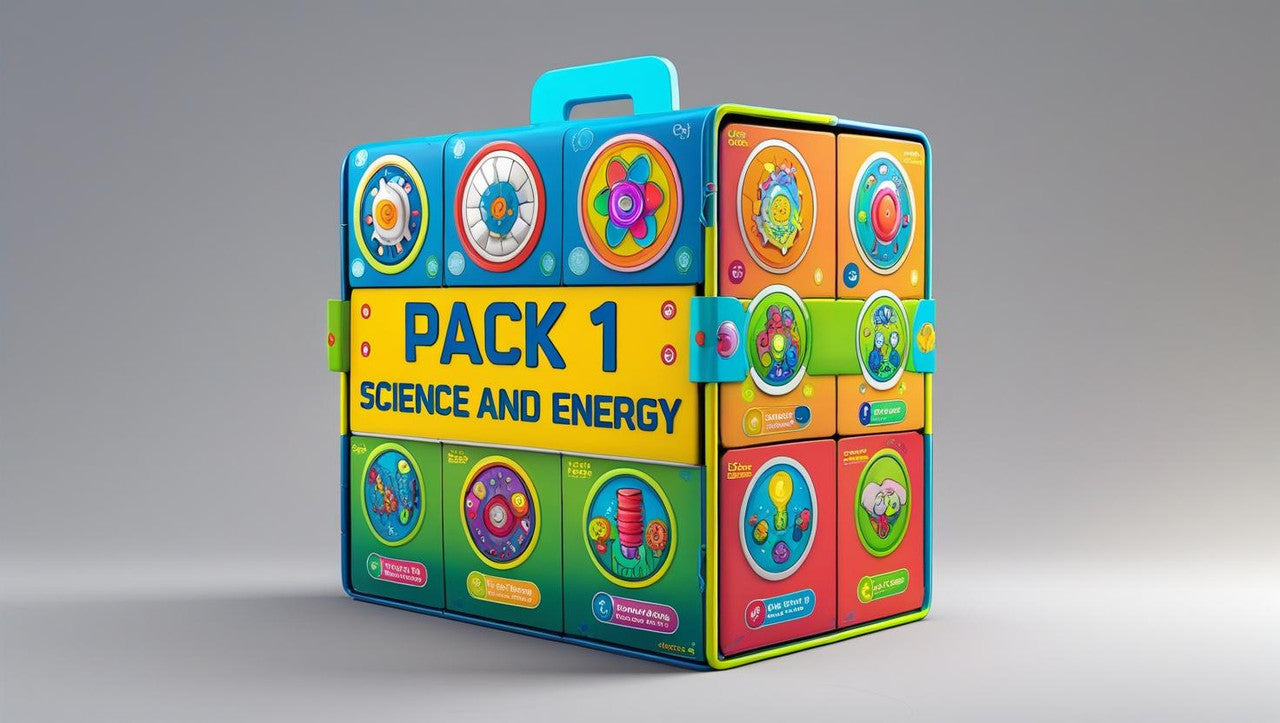 Pack de 5 kits de construcción STEAM de Curioso: Generador de Mano, Motor Eléctrico, Levitación Magnética, Columpio Electromagnético y Generador de Frutas. Juguetes educativos DIY para aprender sobre energía y física.